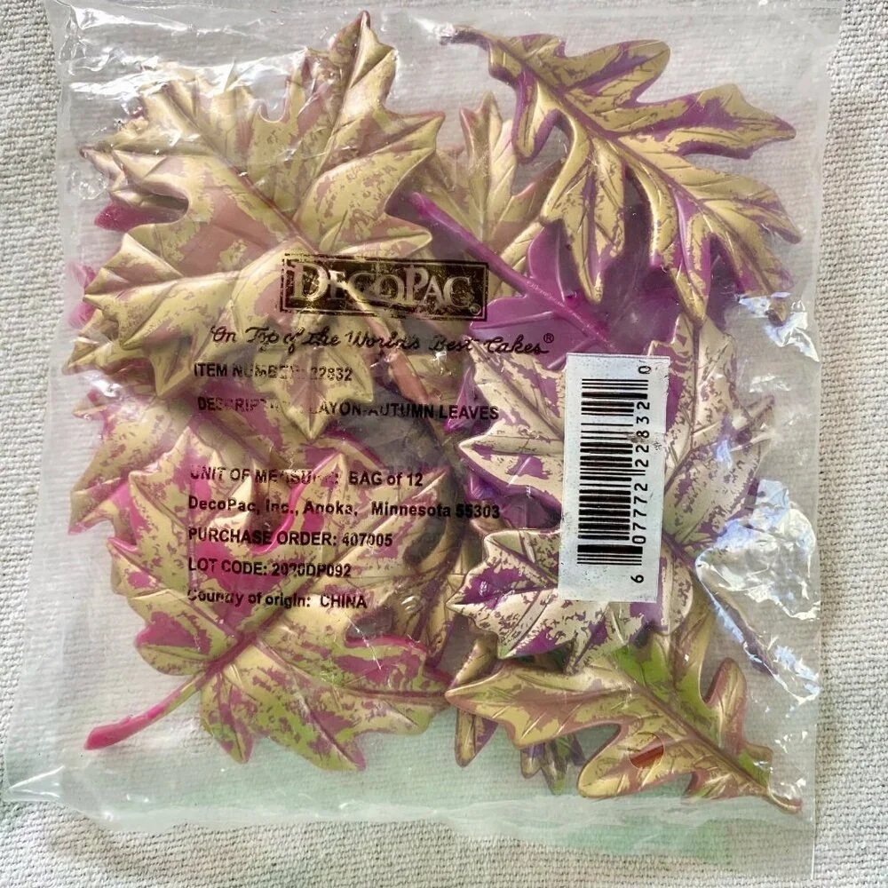 DecoPac Autumn Leaves Layon Cake Pie Leaf Decoration Fall Thanksgiving 12 Count
